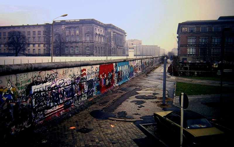 A view of the Berlin Wall, as seen from West Berlin.